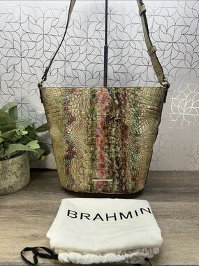Brahmin Neutral Beige/Taupe bucket bag